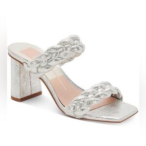 Dolce Vita Paily Heels - silver Metallic Suede - size 6